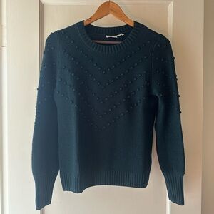 Amour Vert Dark Teal Textured Crew Neck Sweater